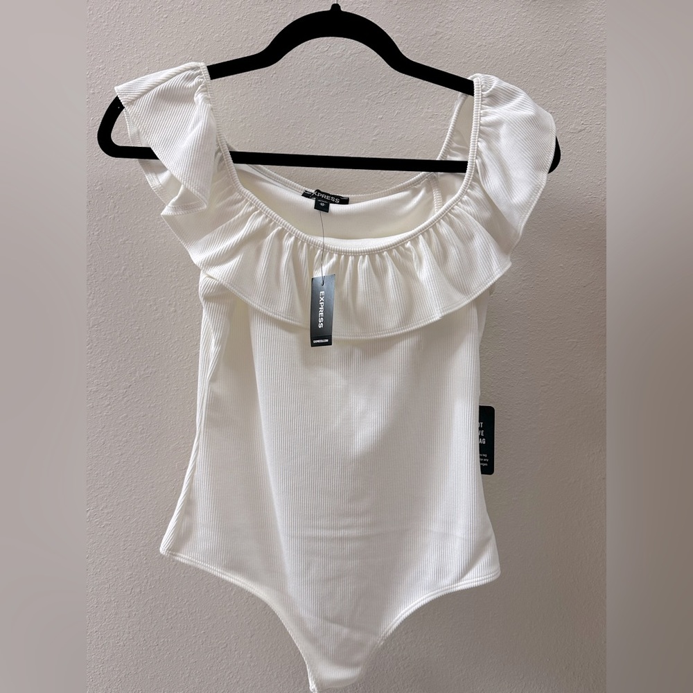 Express Off the shoulder White Bodysuit